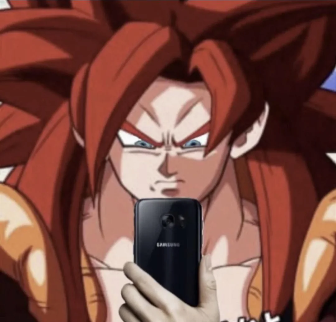 Gogeta looking at his phone 